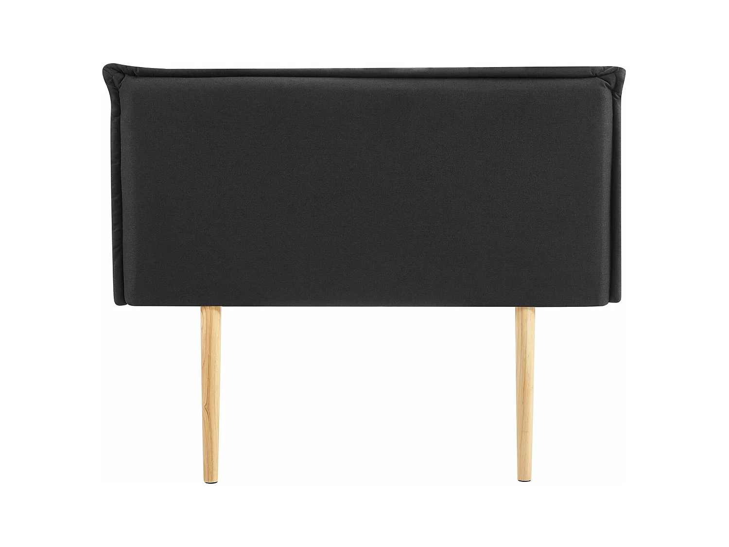 Tête de lit BASOL 120 rembourrée, En tissu polyester pour lit 120 cm, Sur pieds en bois, Noir