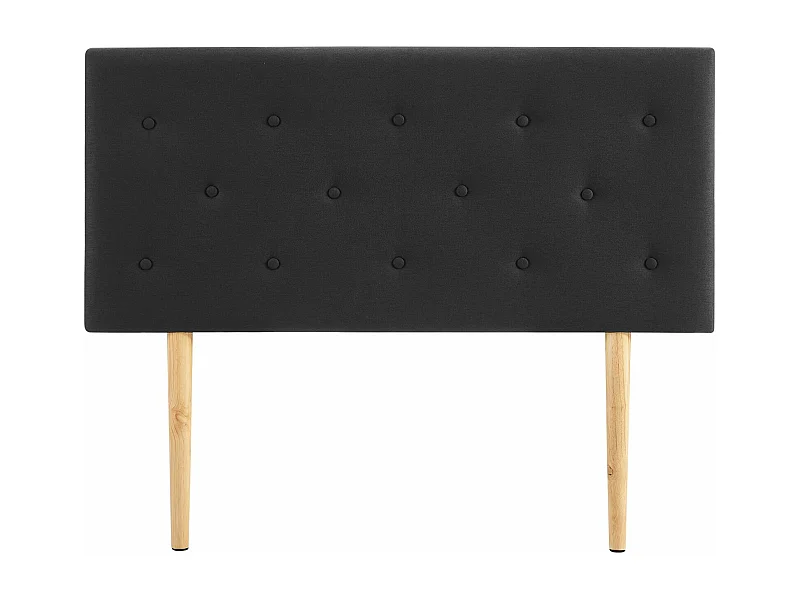 Tête de lit GAREK 120 capitonnée, En tissu rembourré, Pieds en bois, Design élégant, Pour lits 120 cm, Noir