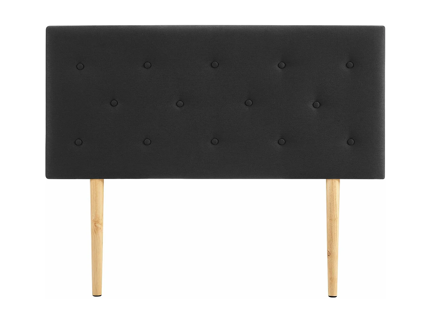 Tête de lit GAREK 120 capitonnée, En tissu rembourré, Pieds en bois, Design élégant, Pour lits 120 cm, Noir