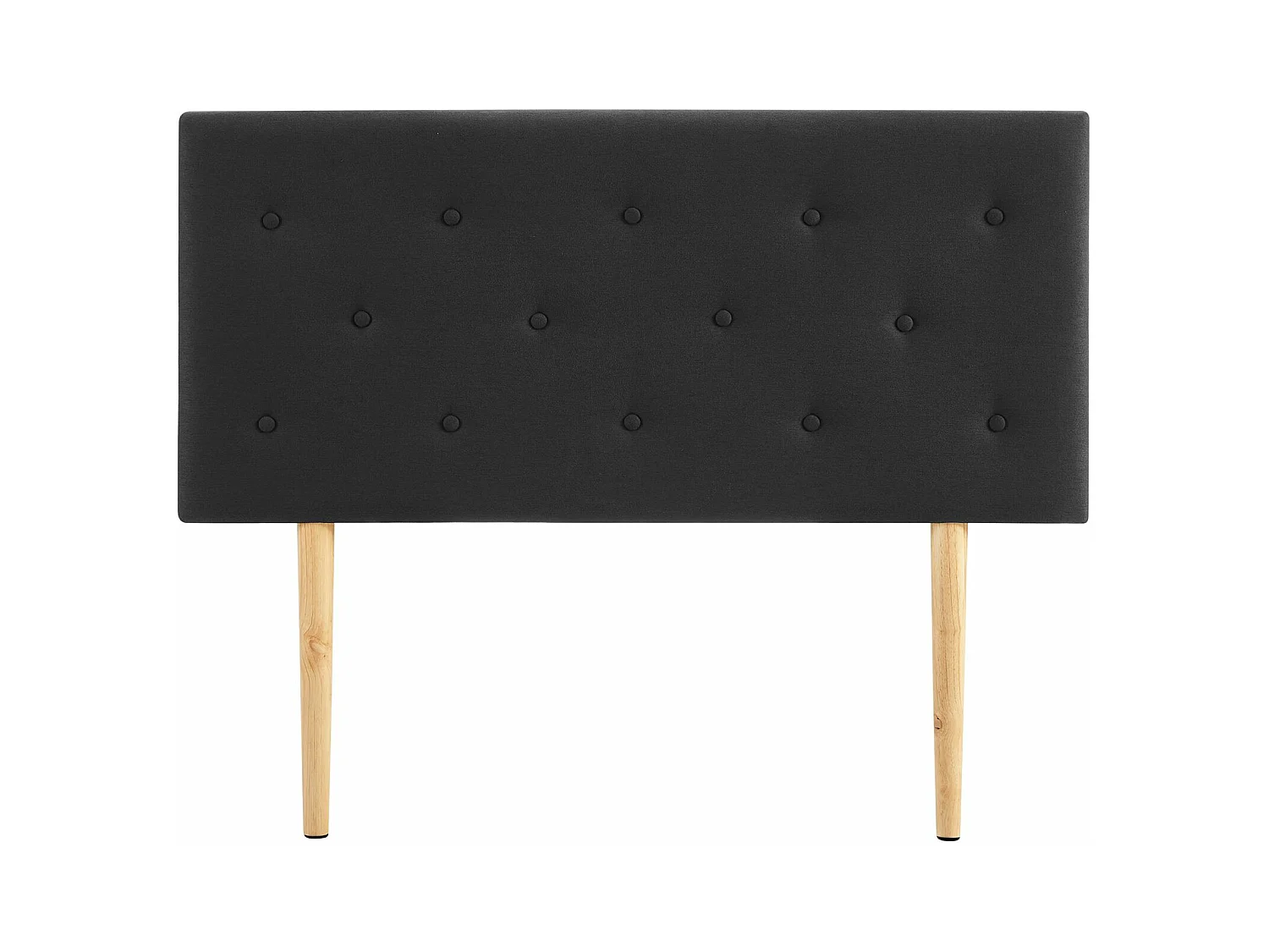 Tête de lit GAREK 120 capitonnée, En tissu rembourré, Pieds en bois, Design élégant, Pour lits 120 cm, Noir