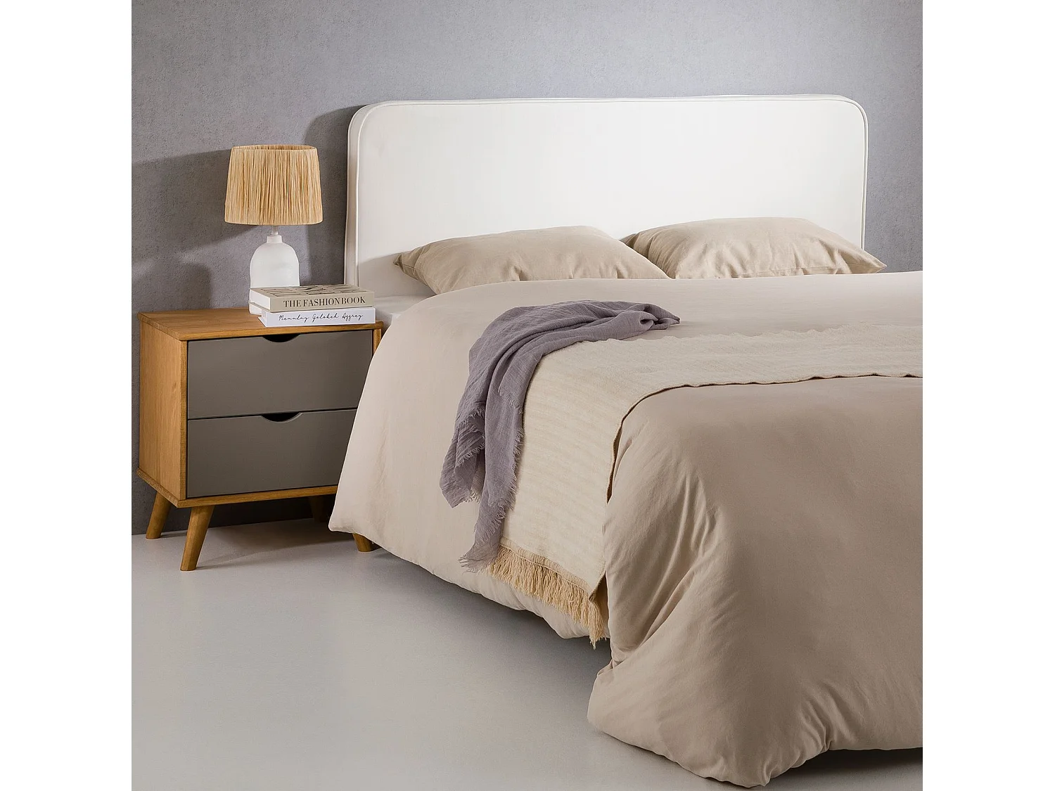 Tête de lit CELEST 160, Rembourrée, Fixation murale, Design arrondi moderne, Pour lit 160 cm ou moins, Blanc