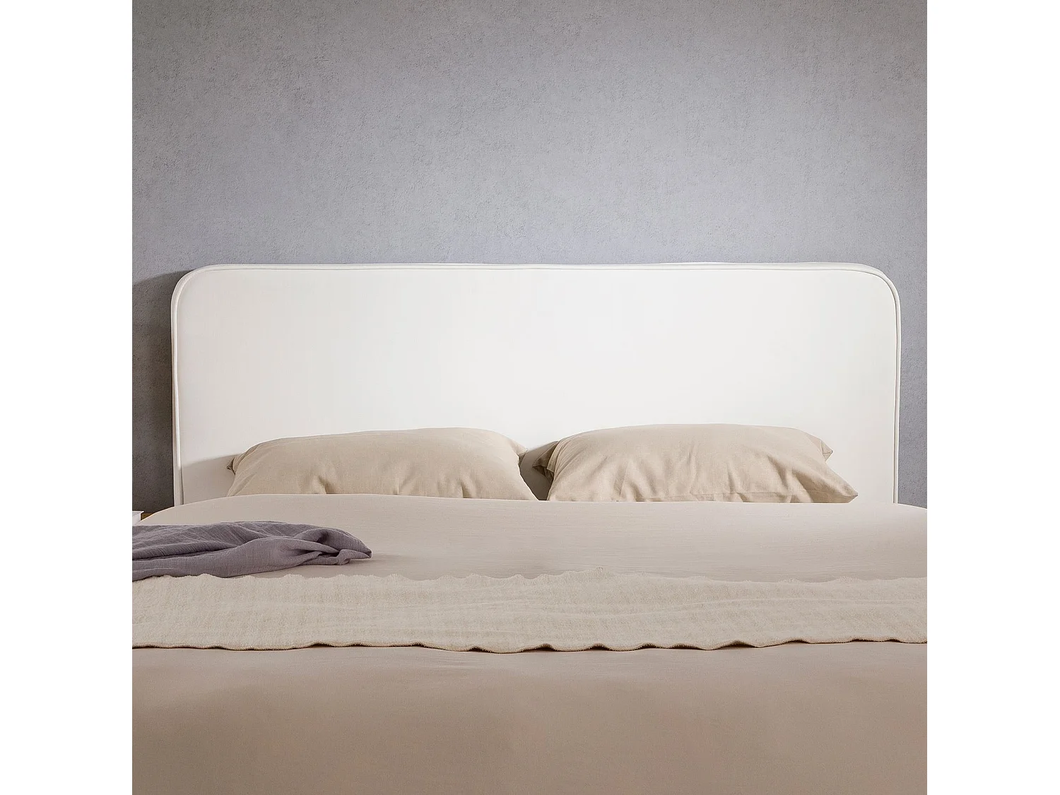 Tête de lit CELEST 160, Rembourrée, Fixation murale, Design arrondi moderne, Pour lit 160 cm ou moins, Blanc