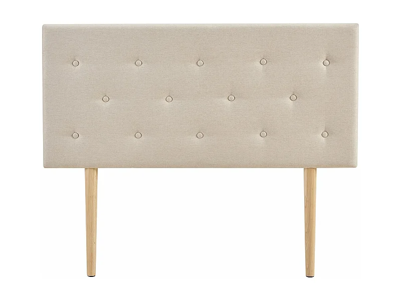 Tête de lit GAREK 120 capitonnée, En tissu rembourré, Pieds en bois, Design élégant, Pour lits 120 cm, Écru