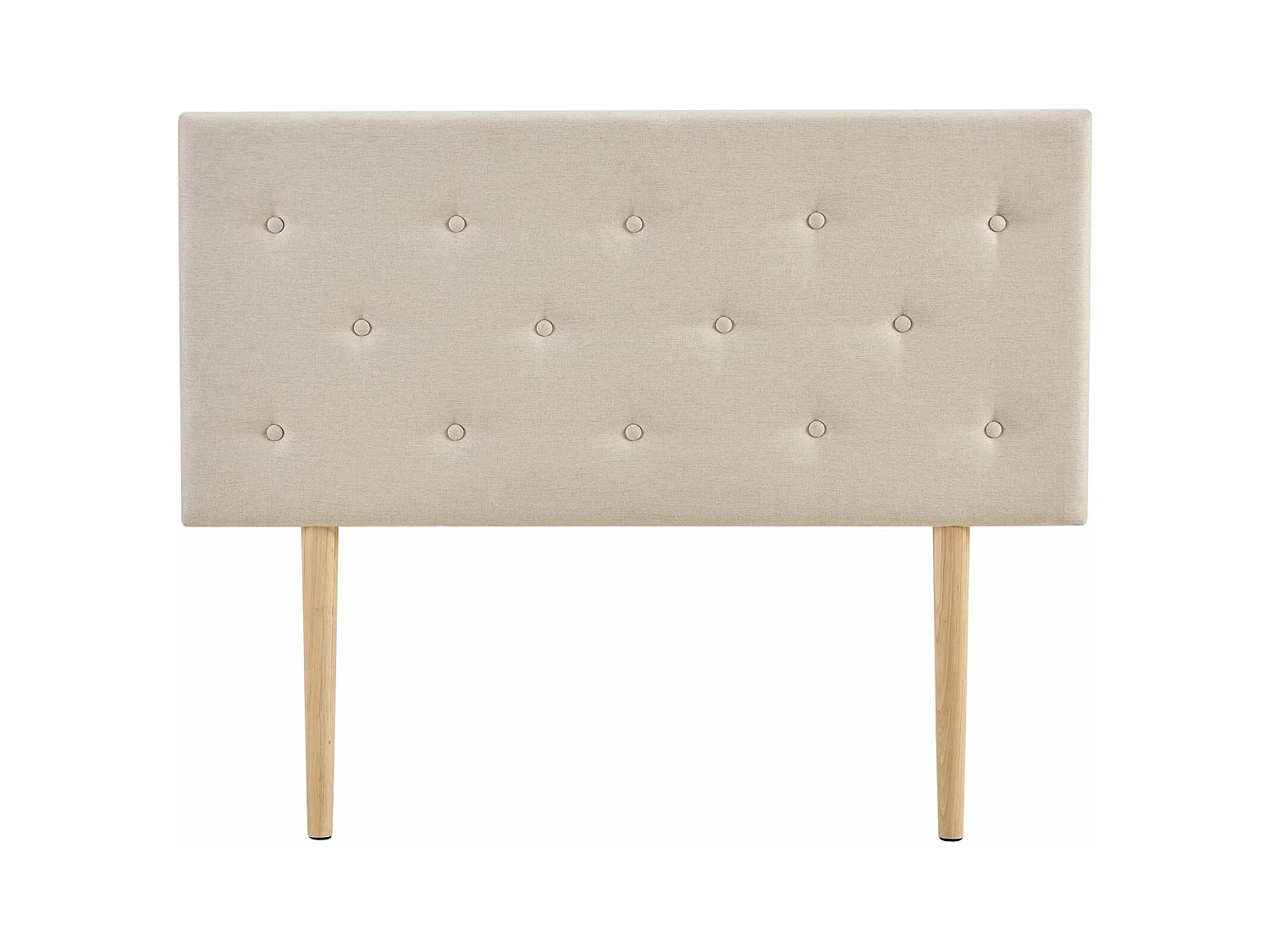 Tête de lit GAREK 120 capitonnée, En tissu rembourré, Pieds en bois, Design élégant, Pour lits 120 cm, Écru