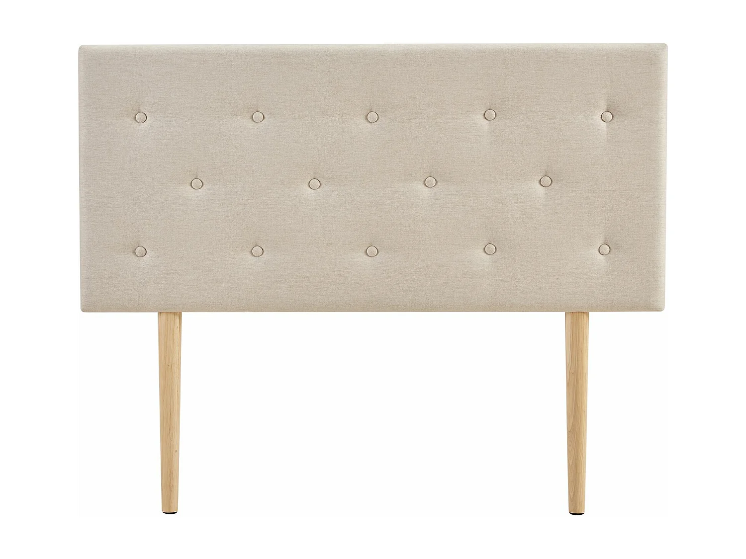 Tête de lit GAREK 120 capitonnée, En tissu rembourré, Pieds en bois, Design élégant, Pour lits 120 cm, Écru