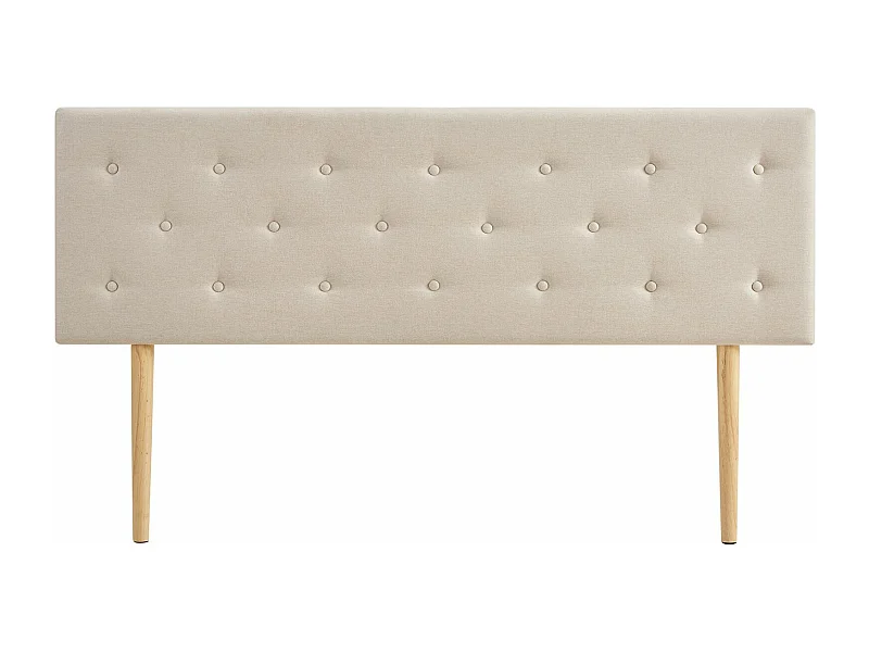 Tête de lit LULINE 160 capitonnée, En tissu rembourré, Pieds en bois, Design élégant, Pour lits 160 cm, Écru