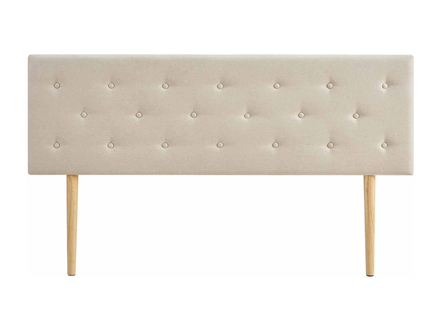 Tête de lit LULINE 160 capitonnée, En tissu rembourré, Pieds en bois, Design élégant, Pour lits 160 cm, Écru