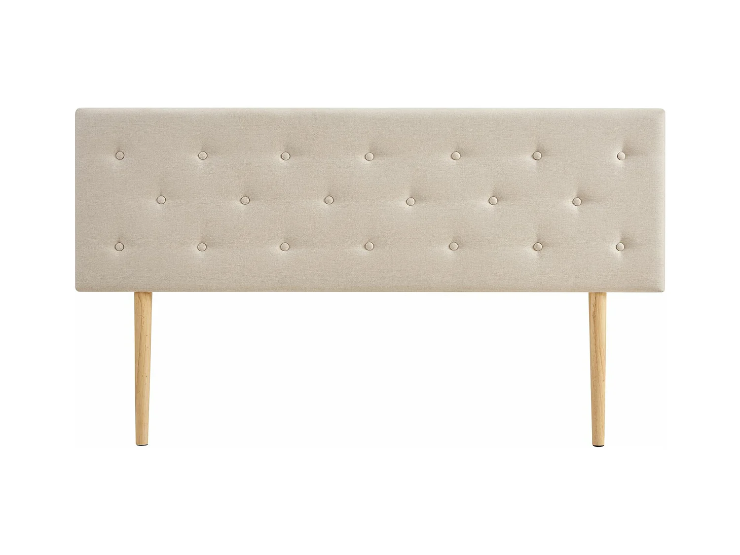 Tête de lit LULINE 160 capitonnée, En tissu rembourré, Pieds en bois, Design élégant, Pour lits 160 cm, Écru