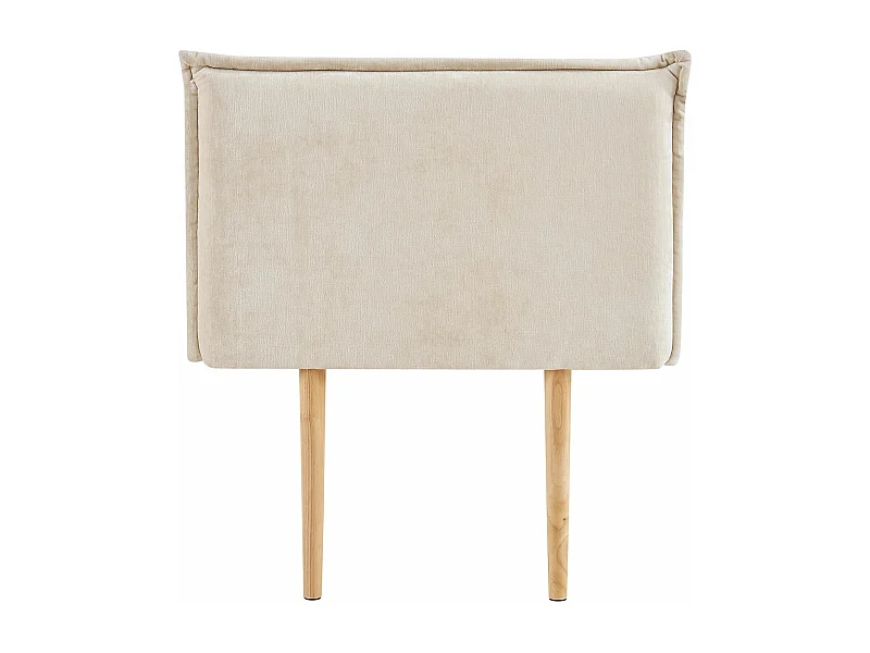 Tête de lit DELMO 90 rembourrée, En tissu polyester pour lit 90 cm, Sur pieds en bois, Blanc crème