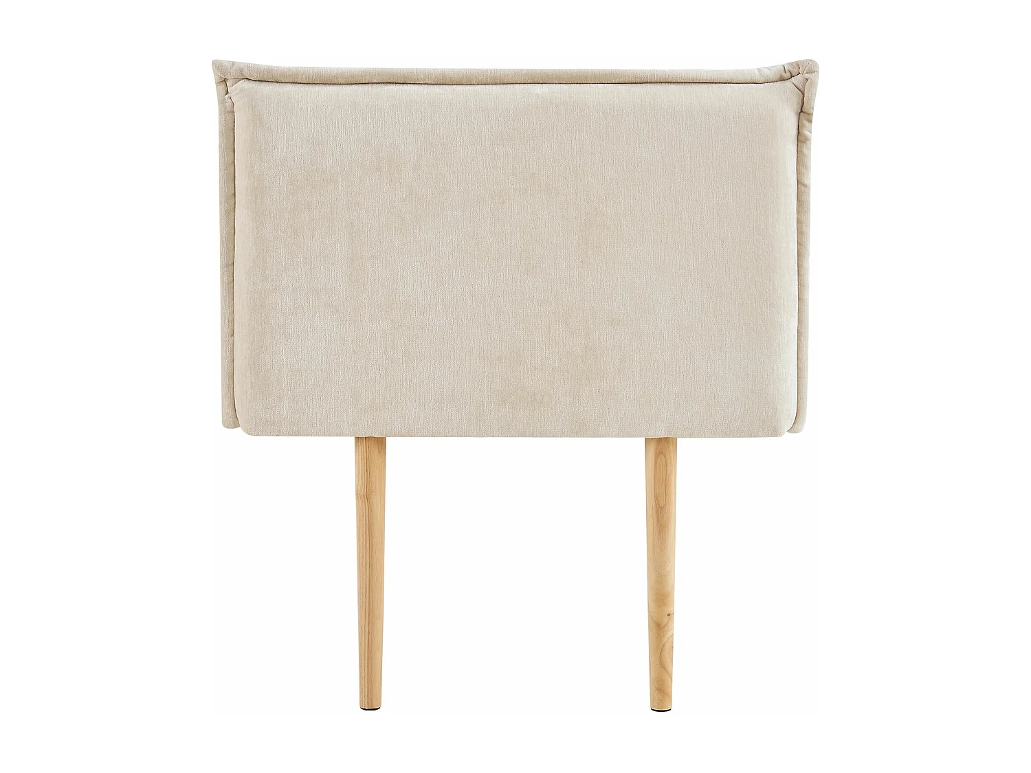 Tête de lit DELMO 90 rembourrée, En tissu polyester pour lit 90 cm, Sur pieds en bois, Blanc crème