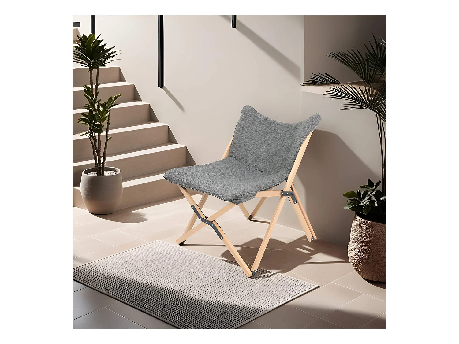 Chaise de Réalisateur Rebecca Mobili Bosso 84x69x74 Bois Polyester Marron Gris