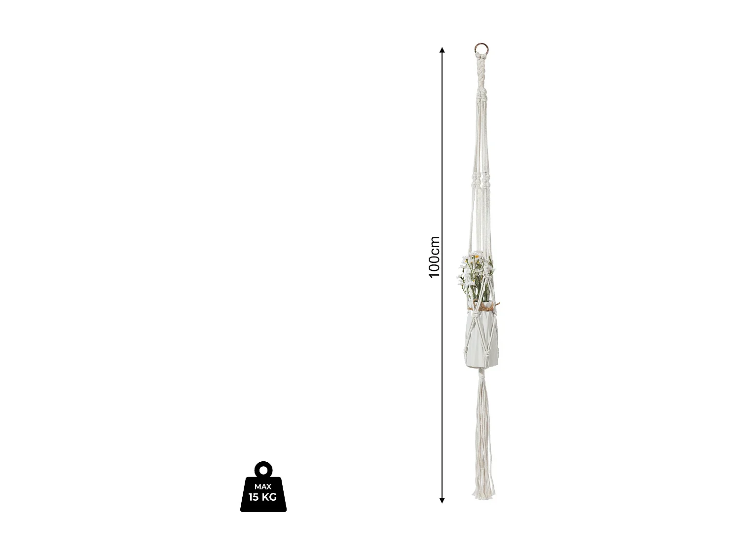 Suporte de Vaso de Parede Rebecca Mobili Sarracenia 100x25x25 Polialgodão Bege Boho