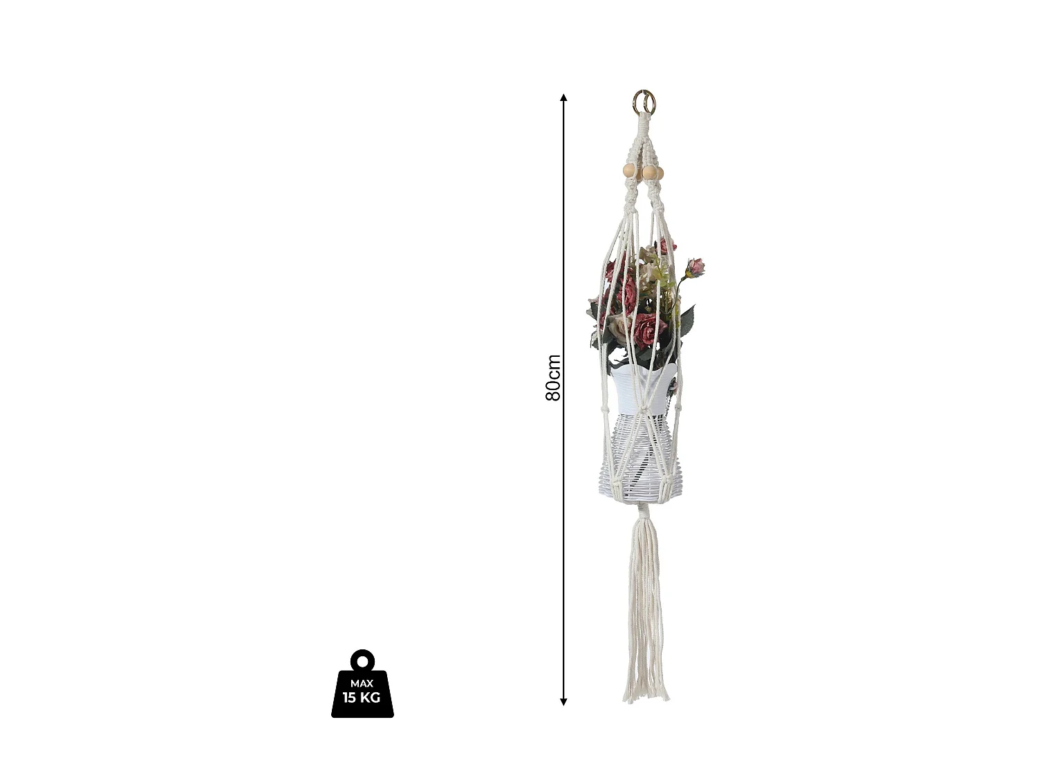 Portavaso da Parete Rebecca Mobili Tecolote 80x25x25 Policotone Beige Boho