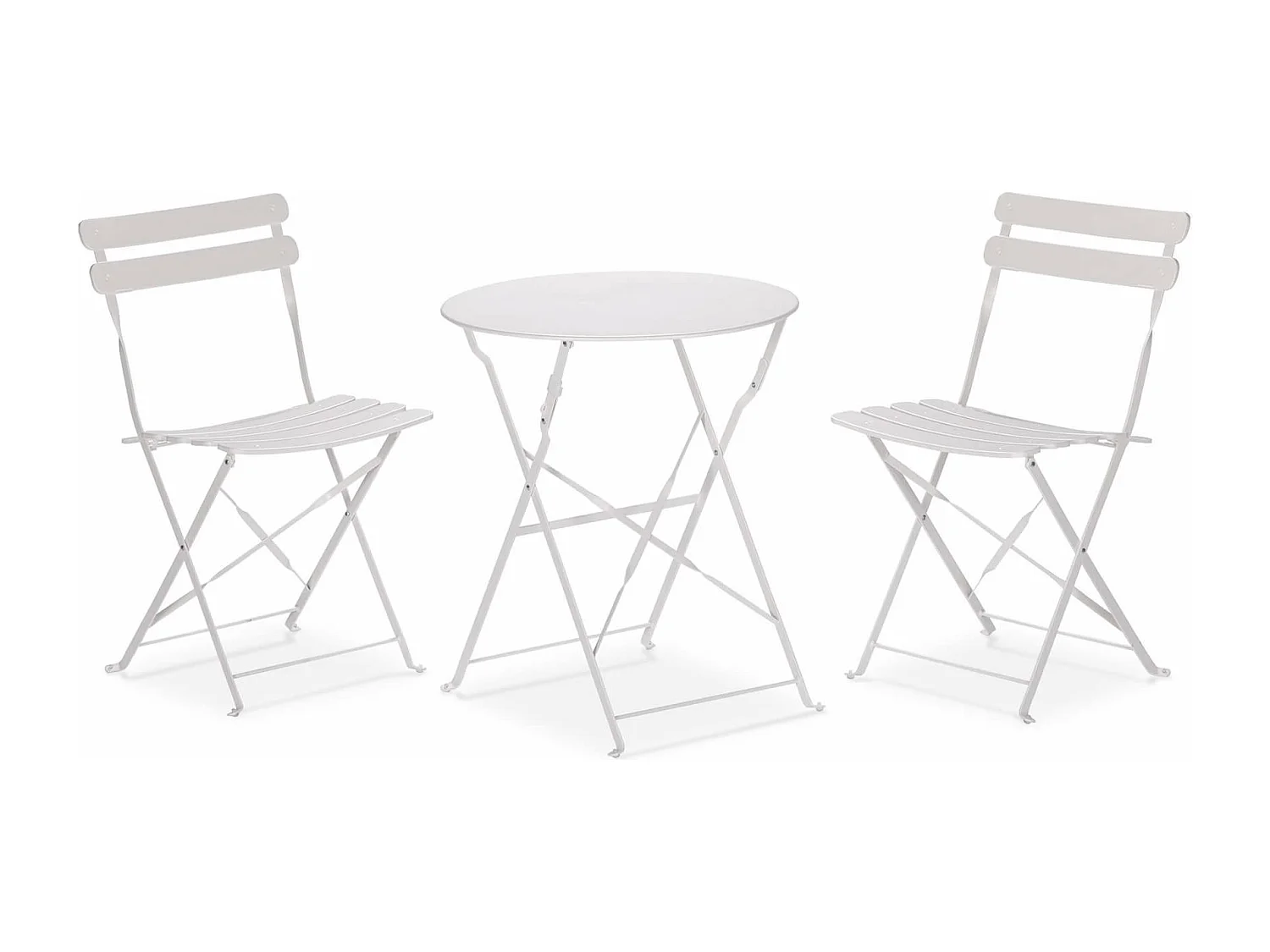 Tavolino Tondo con Sedie Rebecca Mobili Berenj 71x60x60 Acciaio Bianco Moderno SET 3 pz