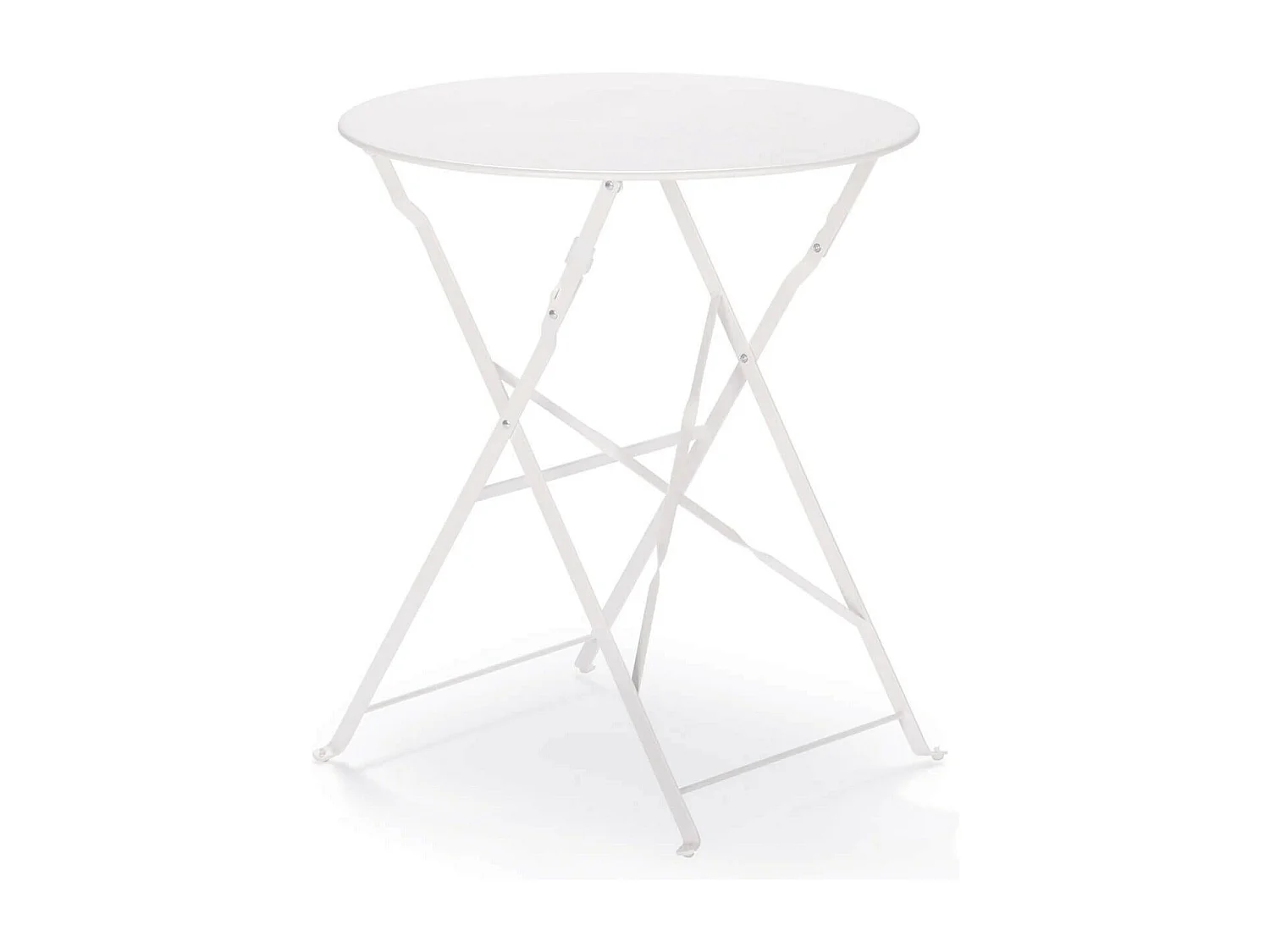 Tavolino Tondo con Sedie Rebecca Mobili Berenj 71x60x60 Acciaio Bianco Moderno SET 3 pz