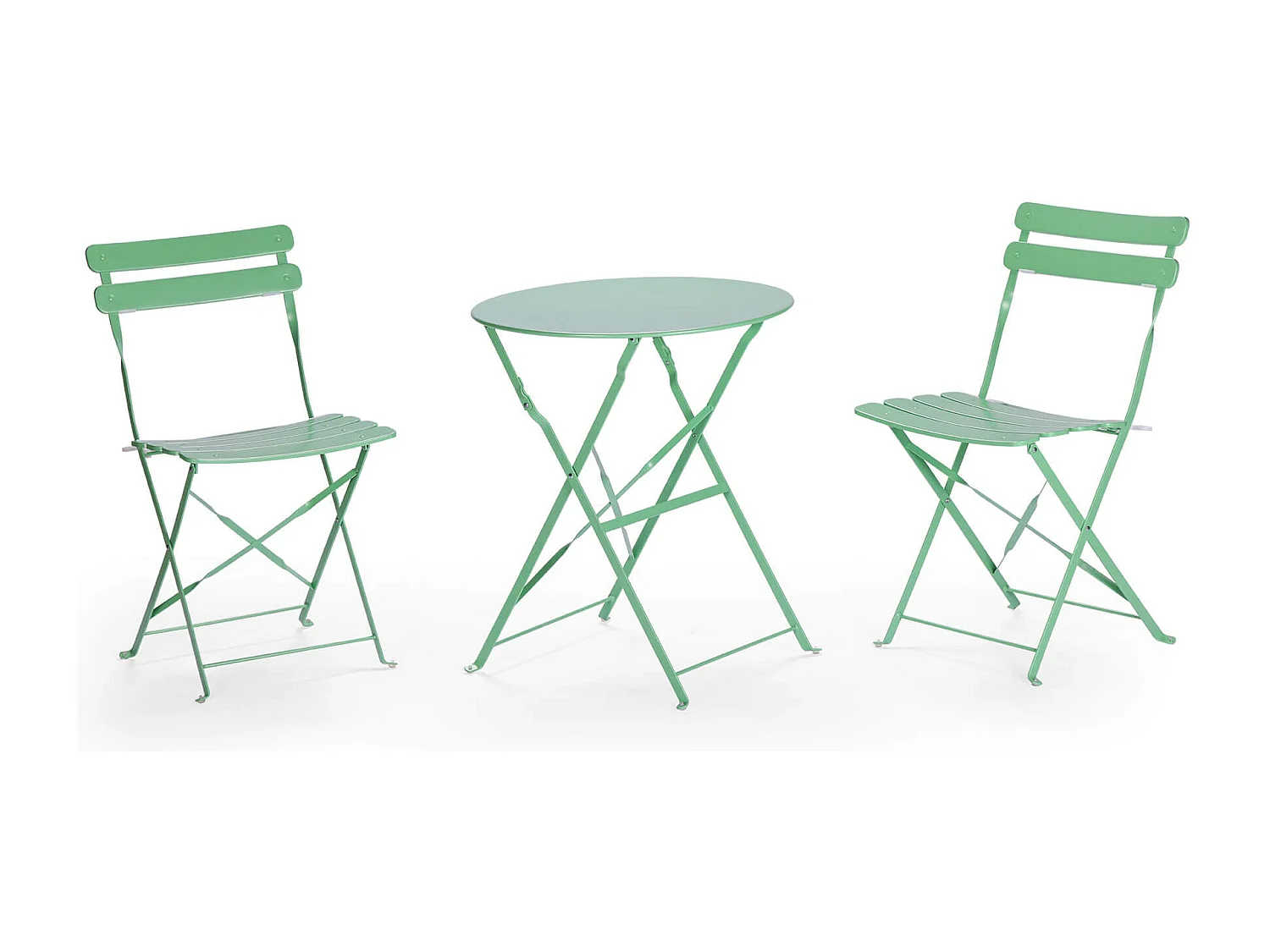 Mesa Redonda com Cadeiras Rebecca Mobili Daflah 71x60x60 Aço Verde Moderno SET 3 pçs