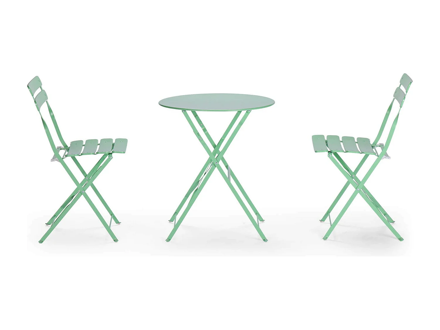 Mesa Redonda com Cadeiras Rebecca Mobili Daflah 71x60x60 Aço Verde Moderno SET 3 pçs