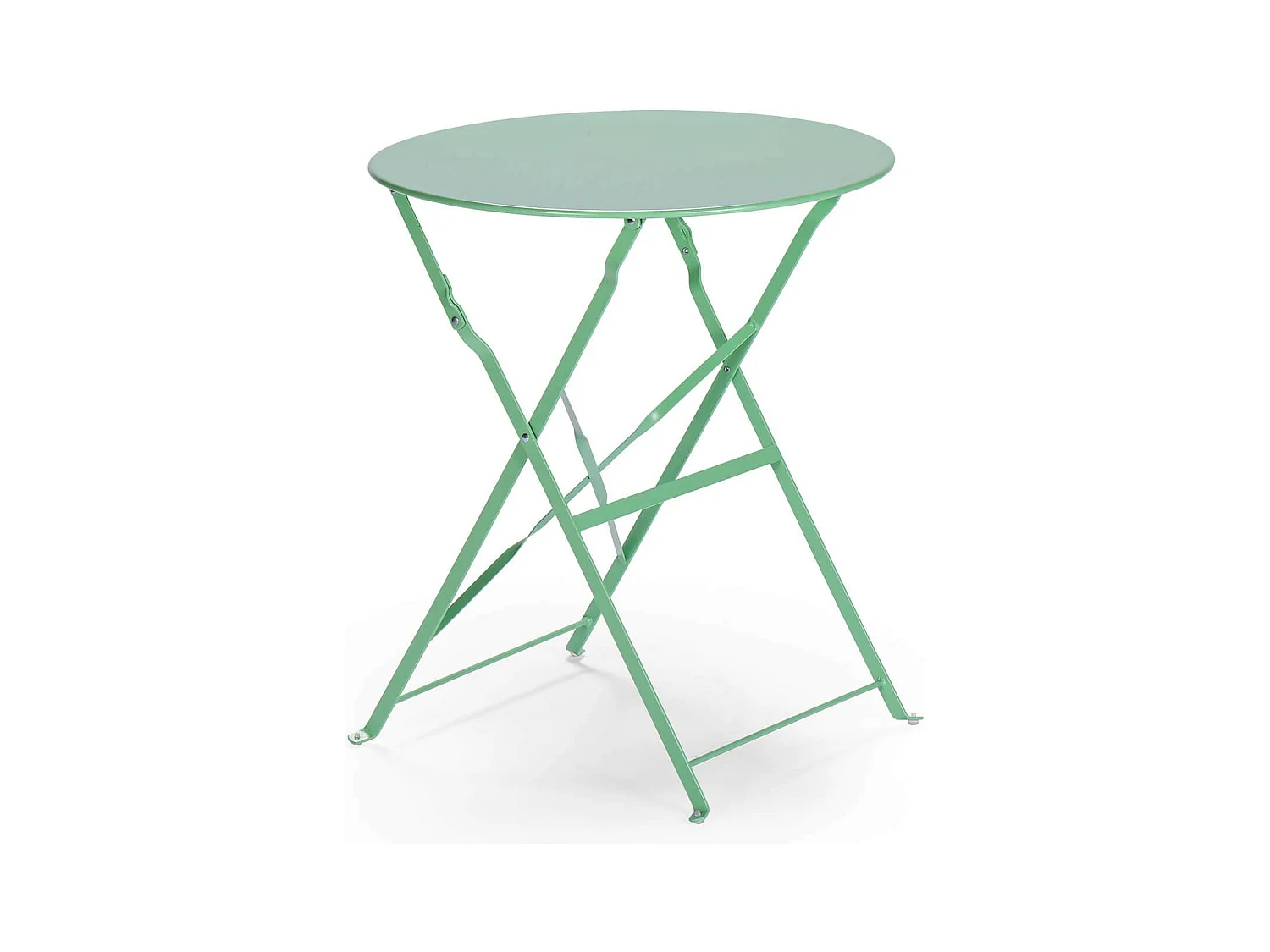 Tavolino Tondo con Sedie Rebecca Mobili Daflah 71x60x60 Acciaio Verde Moderno SET 3 pz