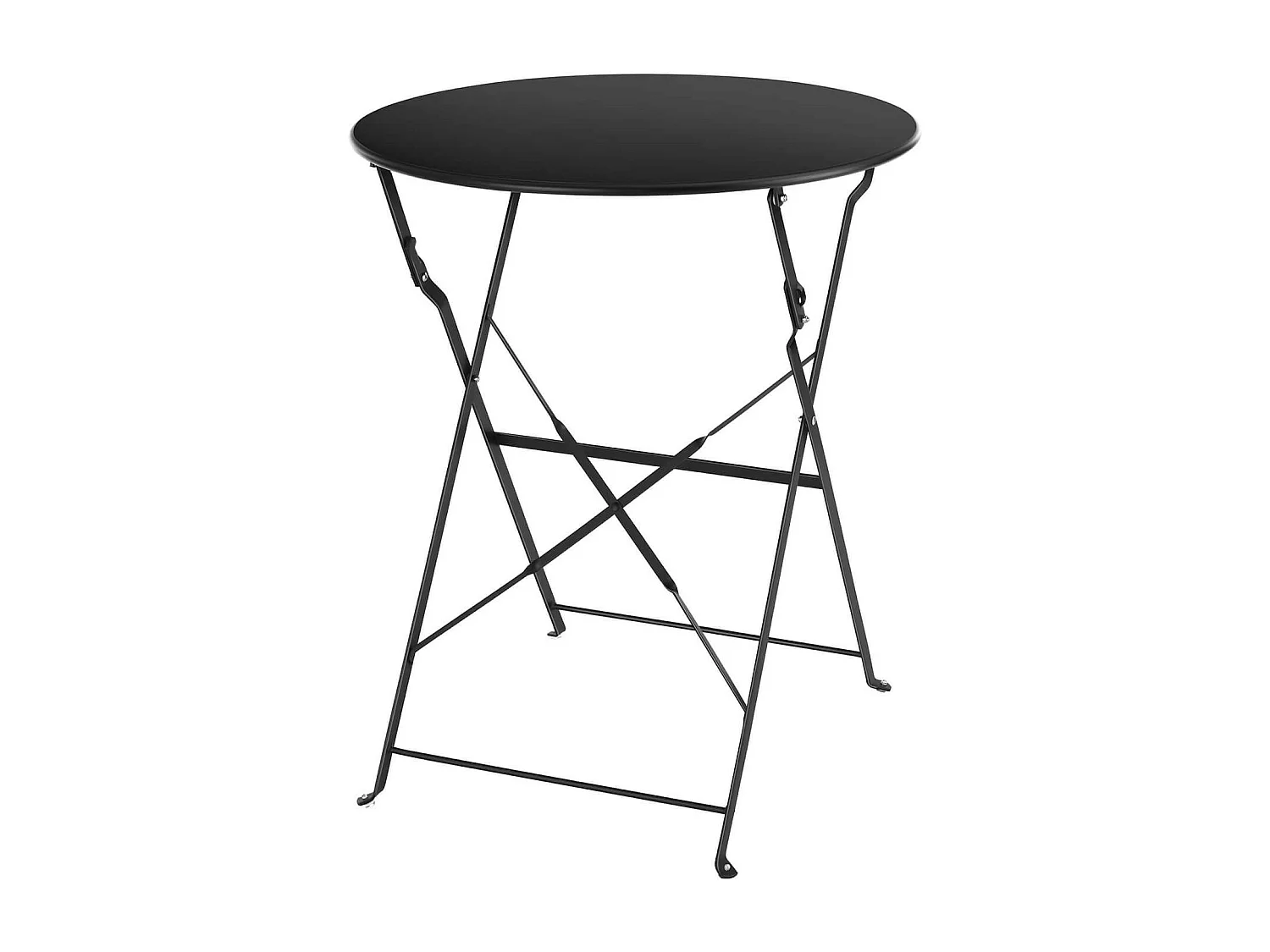 Tavolino Tondo con Sedie Rebecca Mobili Pequi 71x60x60 Acciaio Nero Moderno SET 3 pz