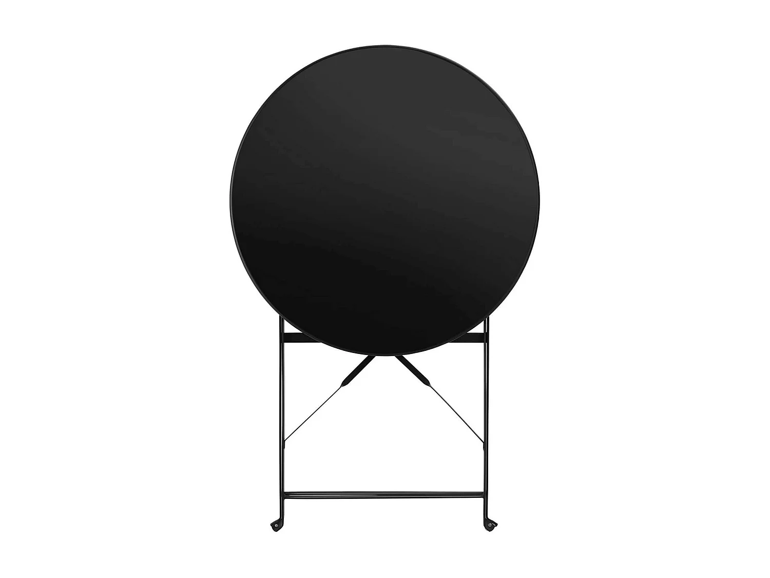 Tavolino Tondo con Sedie Rebecca Mobili Pequi 71x60x60 Acciaio Nero Moderno SET 3 pz