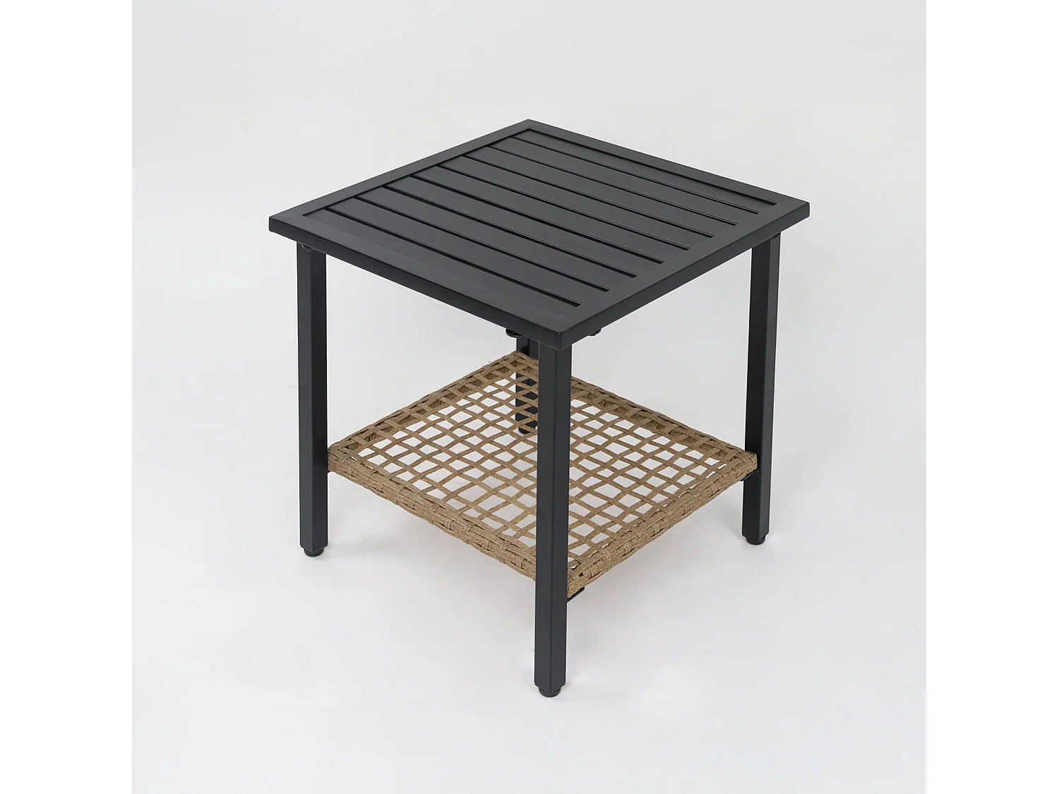 Sedie a Dondolo con Tavolino Rebecca Mobili Niangon 88x66,5x90 Acciaio Polyrattan Marrone Nero SET 3 pz