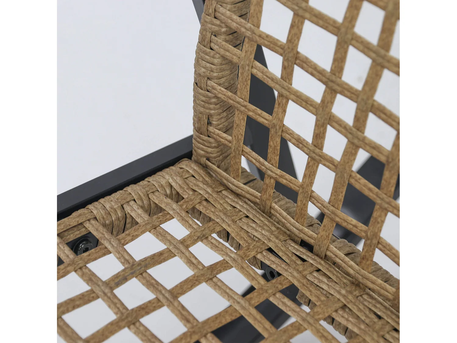 Chaises à Bascule avec Table Rebecca Mobili Niangon 88x66,5x90 Acier Polyrotin Marron Noir ENSEMBLE 3 pcs