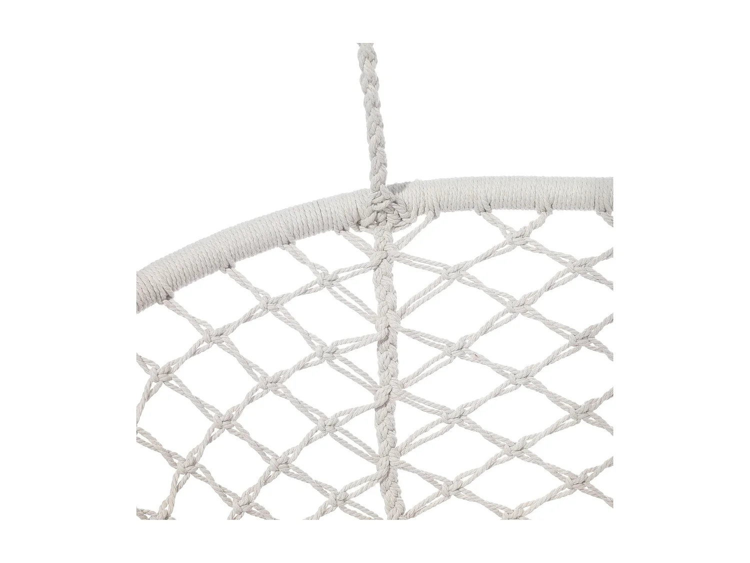 Silla Colgante Rebecca Mobili Gahat 150x130x70 Polialgodón Acero Blanco Crema Boho