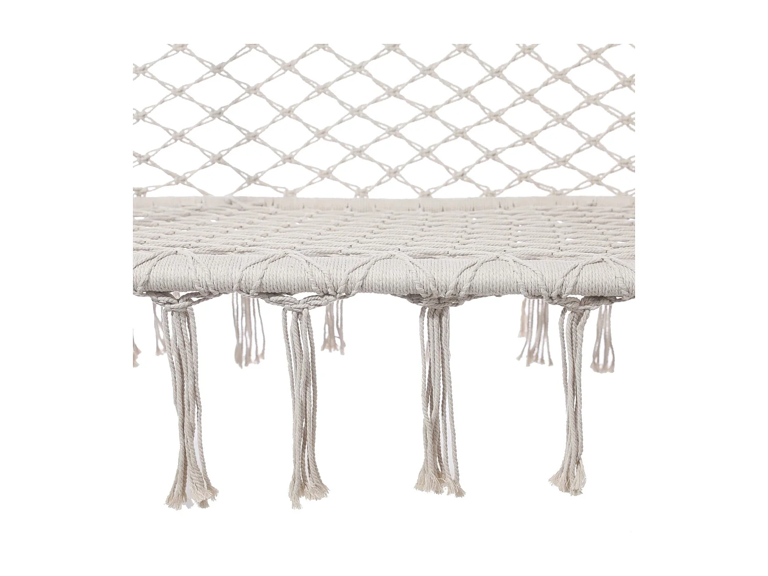 Silla Colgante Rebecca Mobili Gahat 150x130x70 Polialgodón Acero Blanco Crema Boho