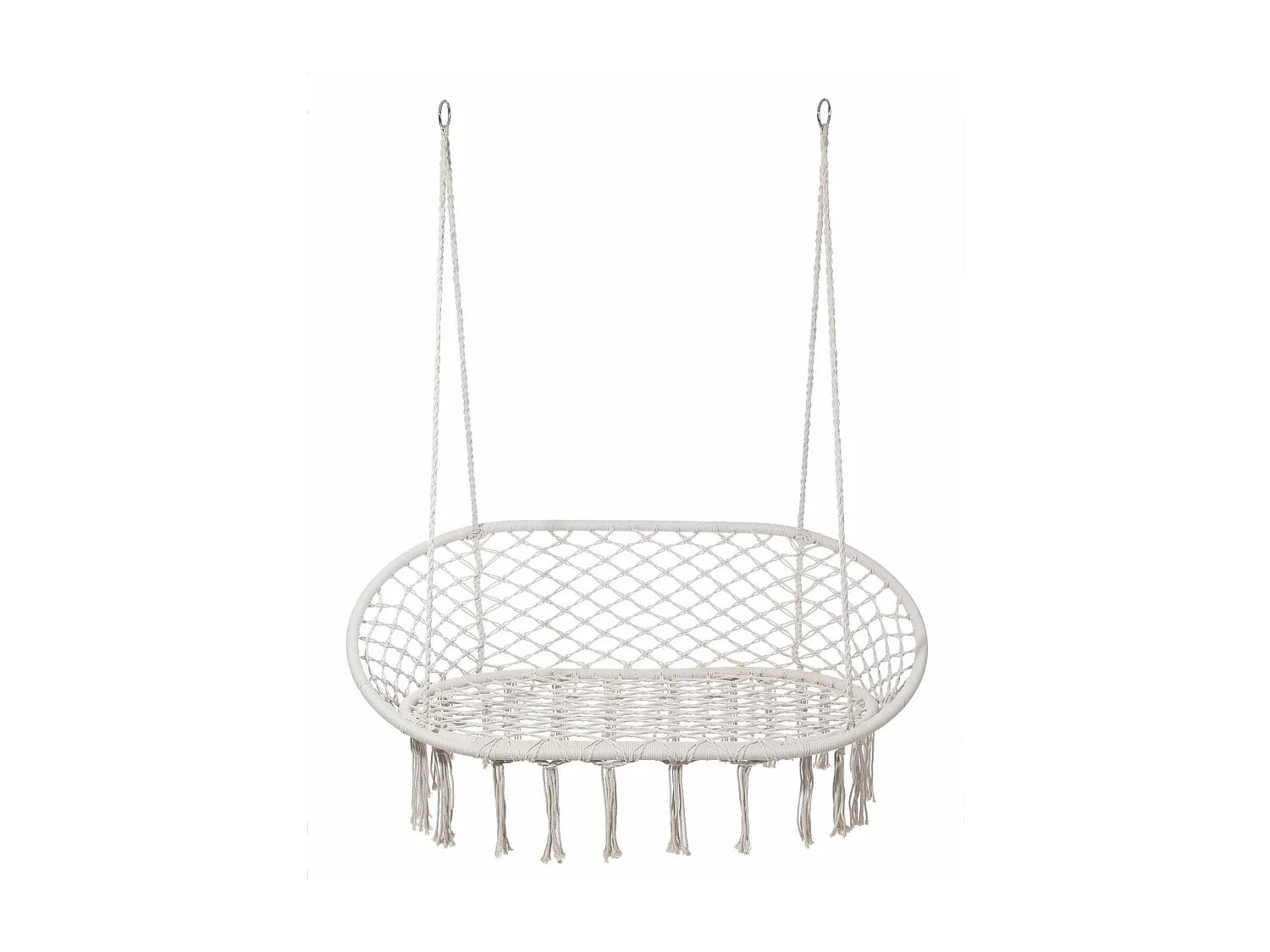 Fauteuil Suspendu Rebecca Mobili Gahat 150x130x70 Polycoton Acier Blanc Crème Boho