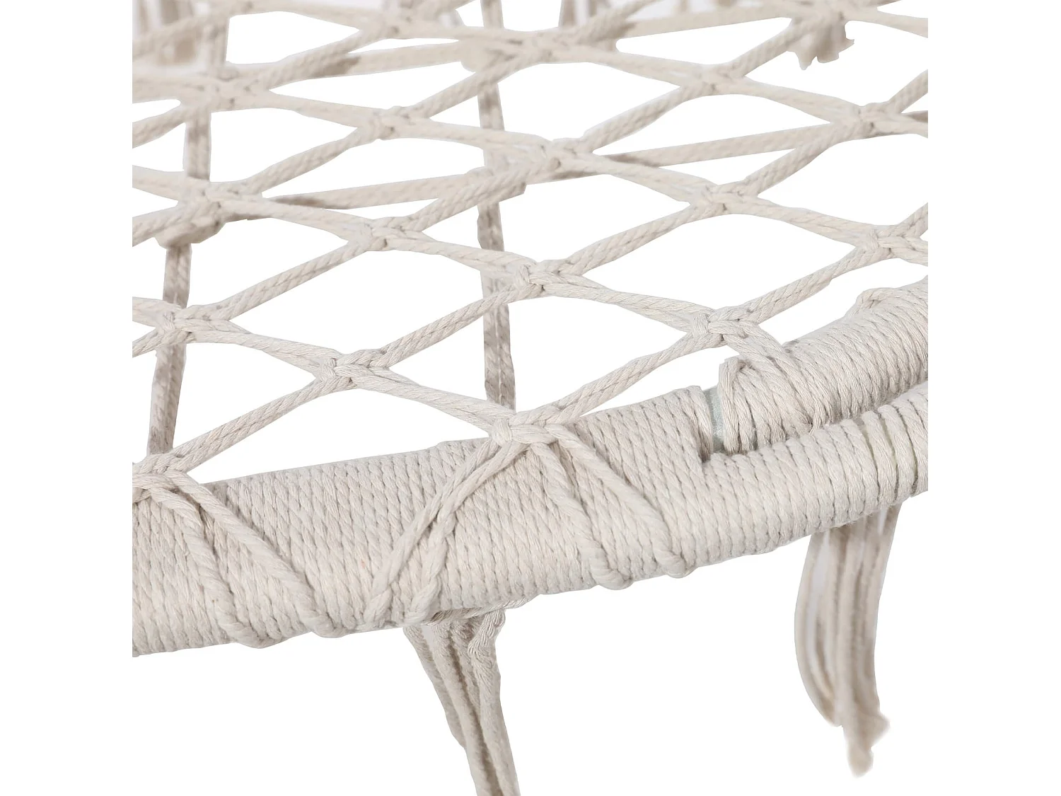 Fauteuil Suspendu Rebecca Mobili Gahat 150x130x70 Polycoton Acier Blanc Crème Boho