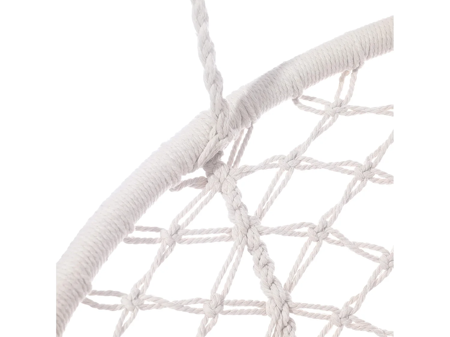 Poltrona Sospesa Rebecca Mobili Kadyos 120x80x60 Policotone Acciaio Bianco Crema Boho