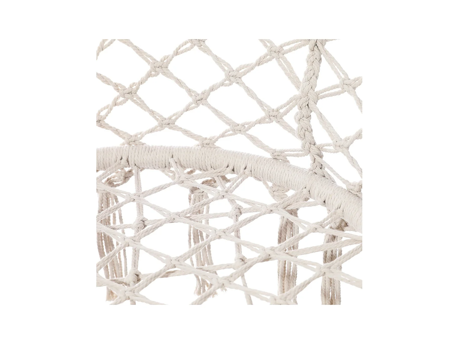 Poltrona Sospesa Rebecca Mobili Kadyos 120x80x60 Policotone Acciaio Bianco Crema Boho