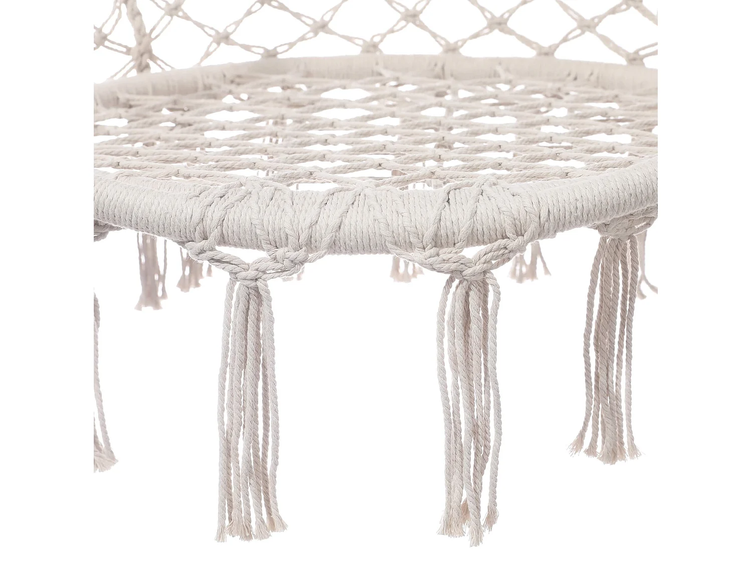 Poltrona Sospesa Rebecca Mobili Kadyos 120x80x60 Policotone Acciaio Bianco Crema Boho