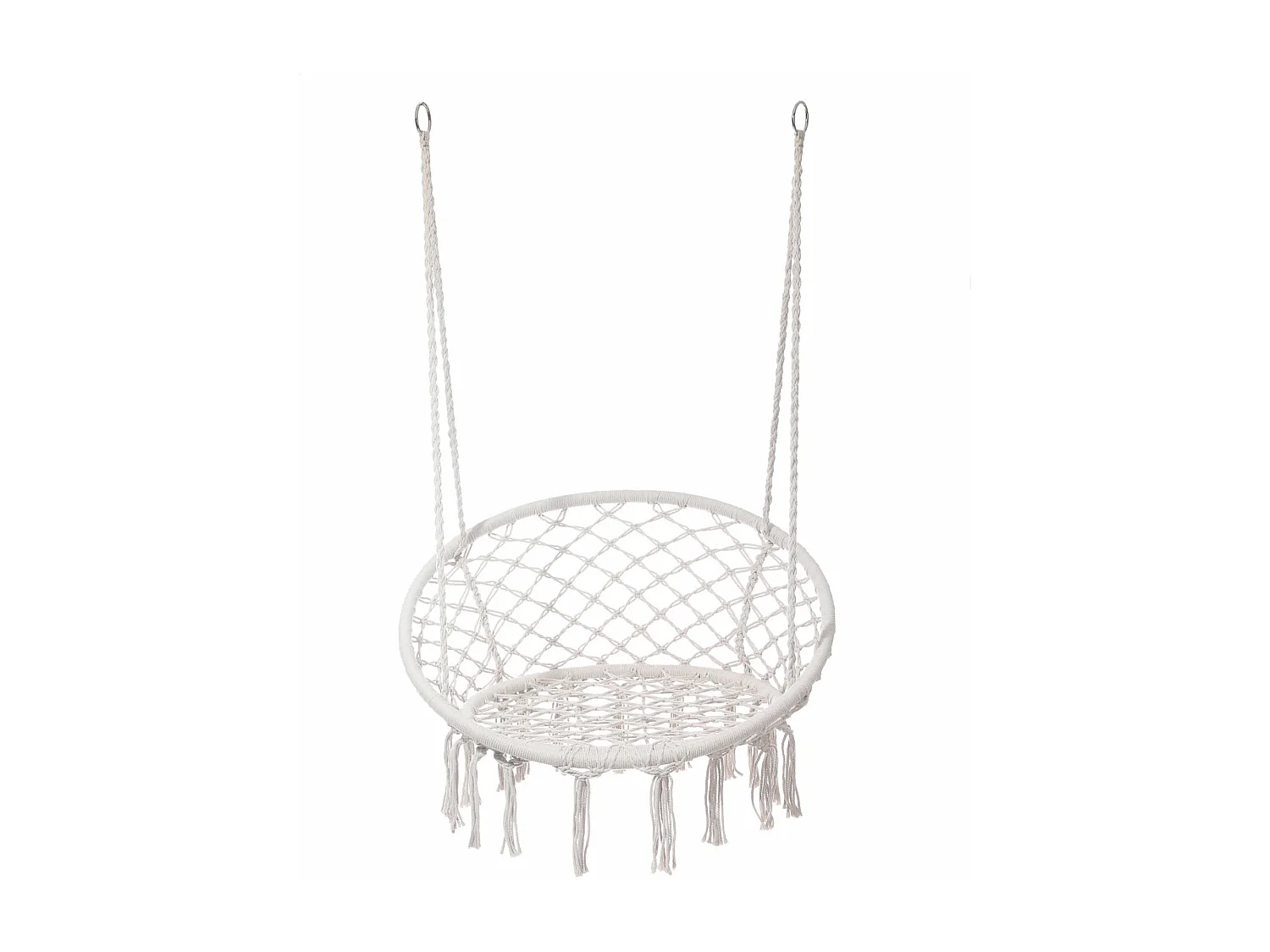 Fauteuil Suspendu Rebecca Mobili Kadyos 120x80x60 Polycoton Acier Blanc Crème Boho