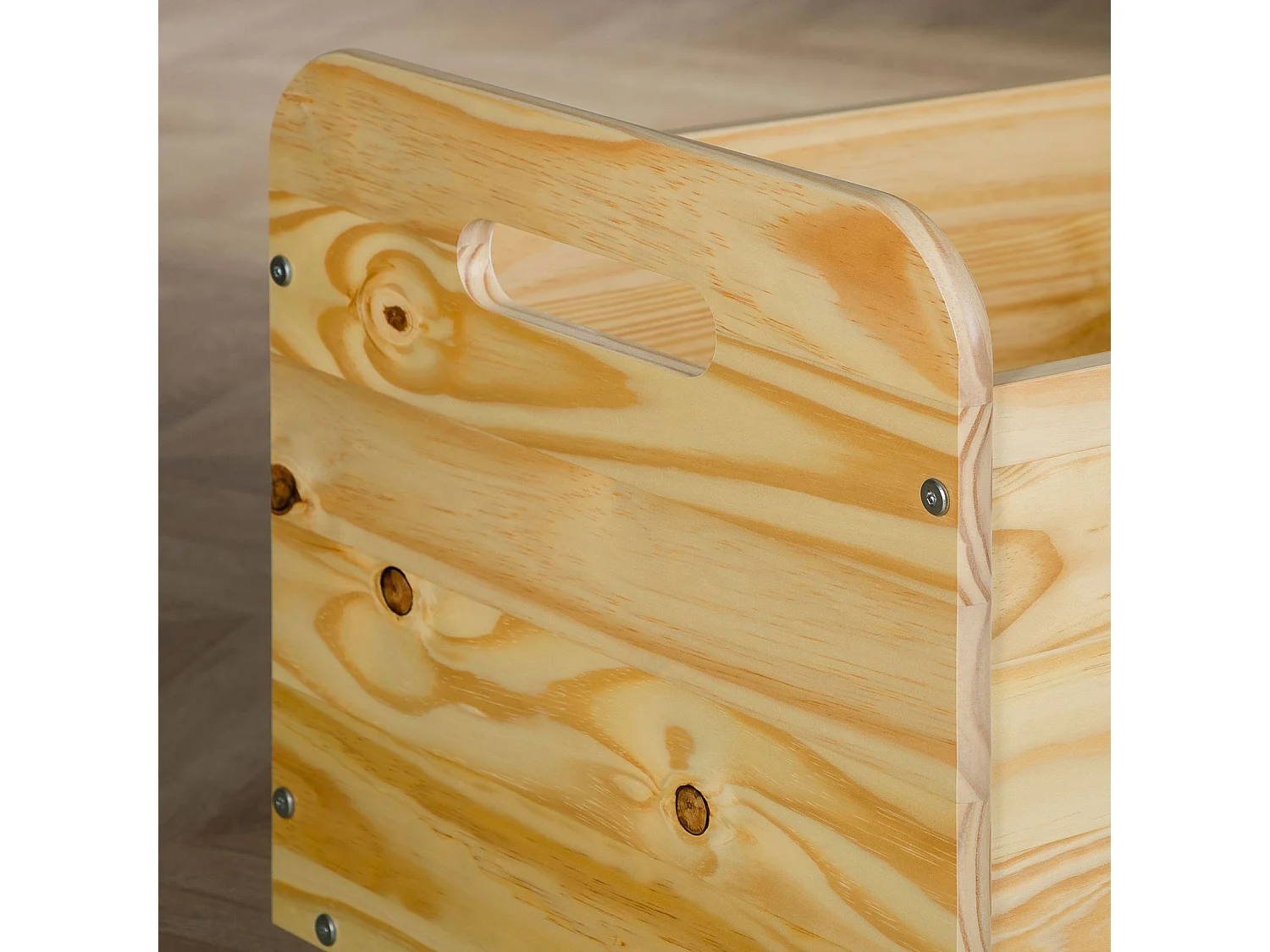 Coffre à jouets BENJAMIN sur roulettes 60 x 43 x 40 cm en bois pour chambre d'enfant, Rangement Montessori jouets peluches