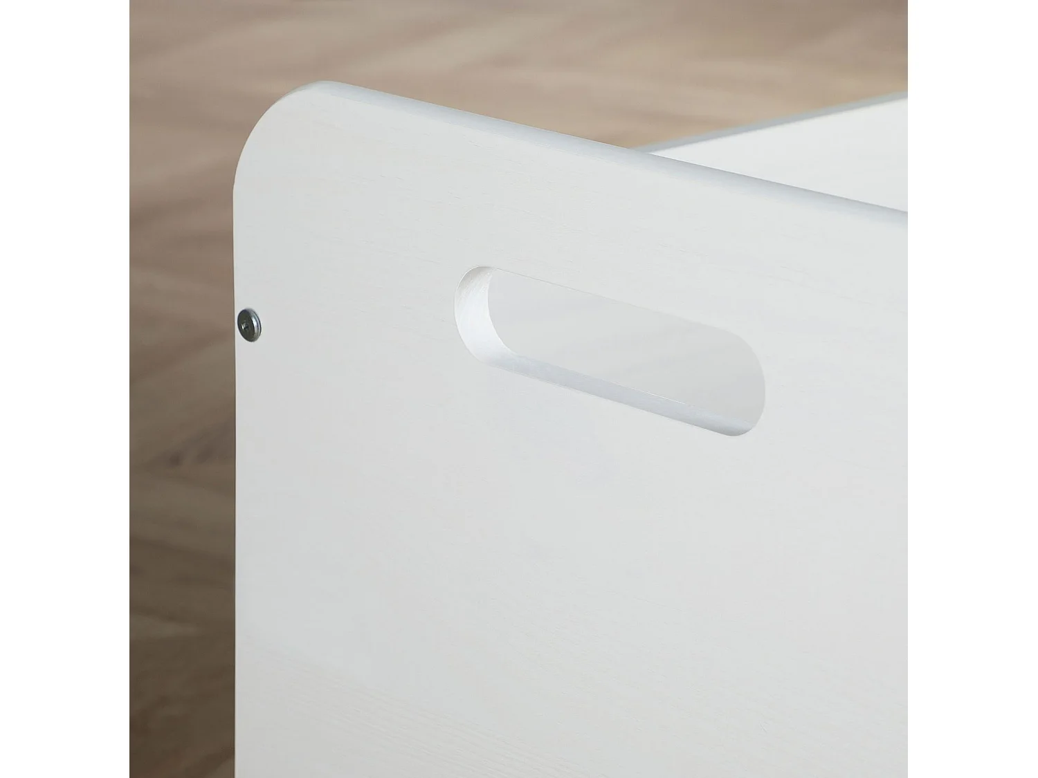 Coffre à jouets BENJAMIN sur roulettes 60 x 43 x 40 cm en bois pour chambre d'enfant, Rangement Montessori jouets et peluches, Blanc