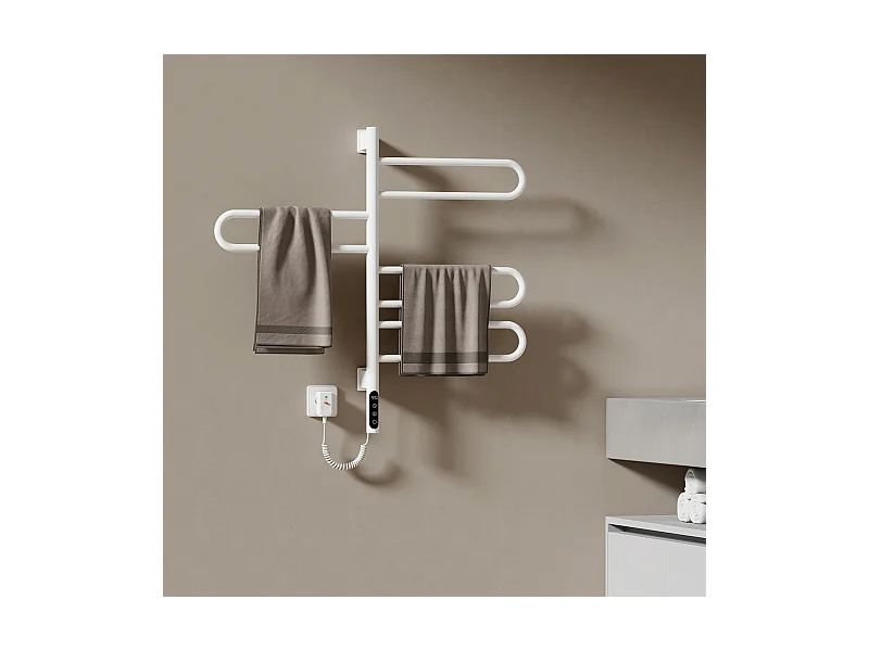 EMKE Chauffe-serviettes Électrique 78×43cm, Thermostat Intelligent WiFi, Radiateur Électrique pour Salle de Bain, Chauffe-serviettes Électrique, Blanc
