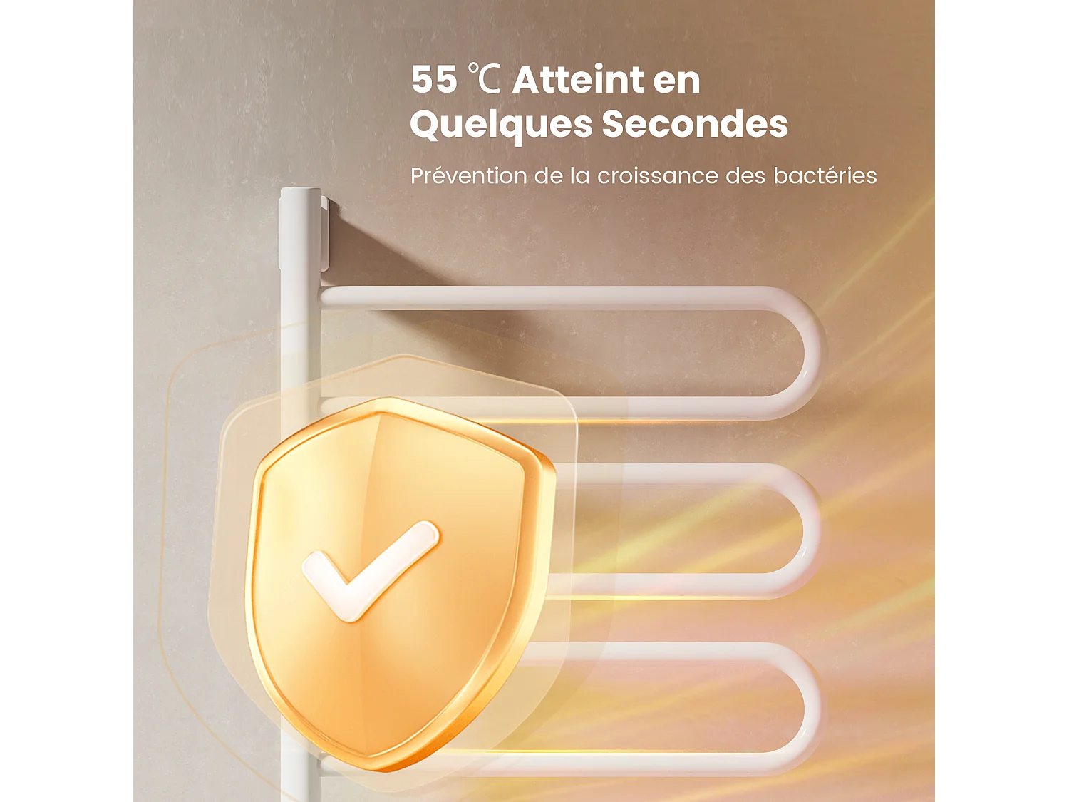 EMKE Chauffe-serviettes Électrique 78×43cm, Thermostat Intelligent WiFi, Radiateur Électrique pour Salle de Bain, Chauffe-serviettes Électrique, Blanc