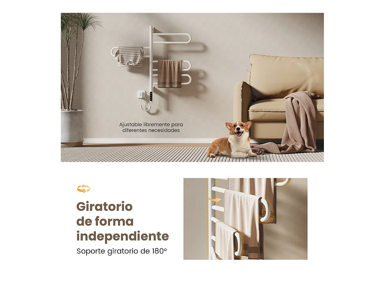 EMKE Chauffe-serviettes Électrique 78×43cm, Thermostat Intelligent WiFi, Radiateur Électrique pour Salle de Bain, Chauffe-serviettes Électrique, Blanc