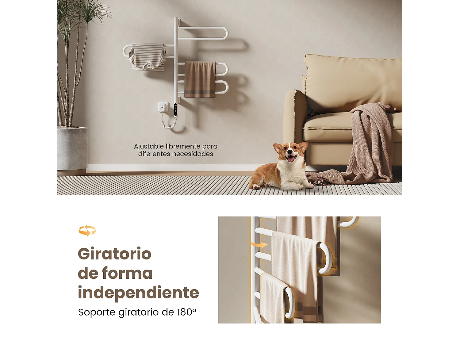 EMKE Chauffe-serviettes Électrique 78×43cm, Thermostat Intelligent WiFi, Radiateur Électrique pour Salle de Bain, Chauffe-serviettes Électrique, Blanc