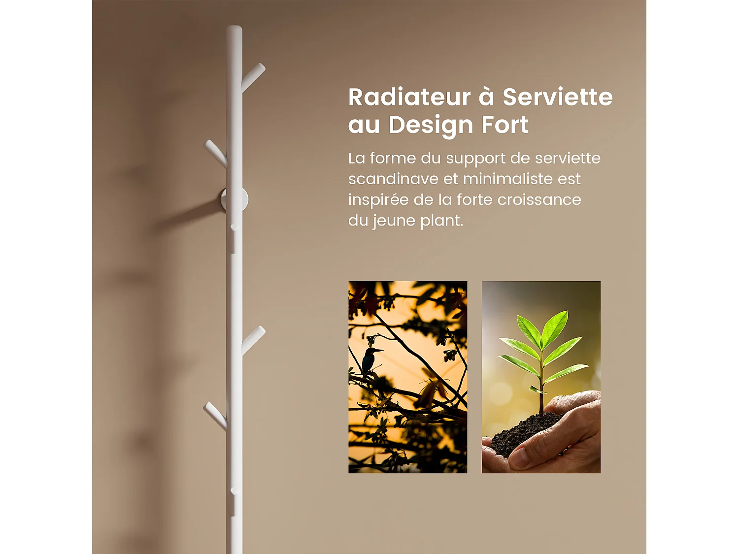 EMKE Chauffe-serviettes Électrique, thermostat intelligent WiFi, sèche-serviettes électrique, barre unique, 150 cm de hauteur, Blanc