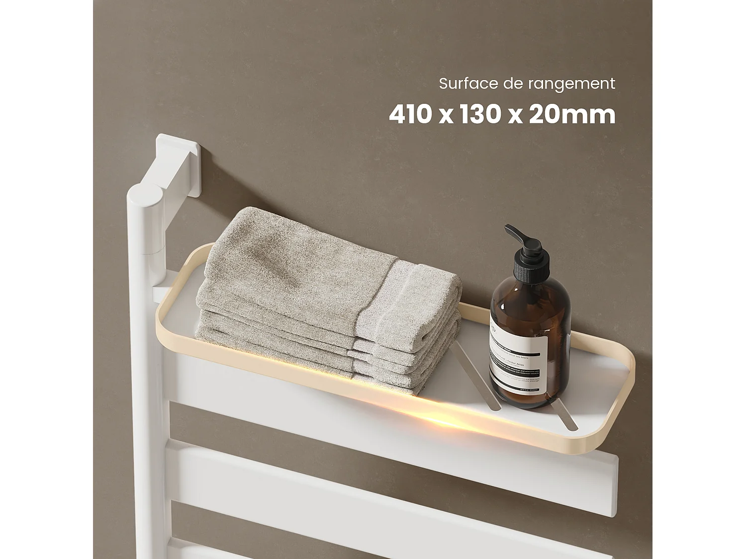 EMKE Sèche-serviettes électrique, acier inoxydable thermostat WiFi pivotant H.76 x L.45 cm, Blanc