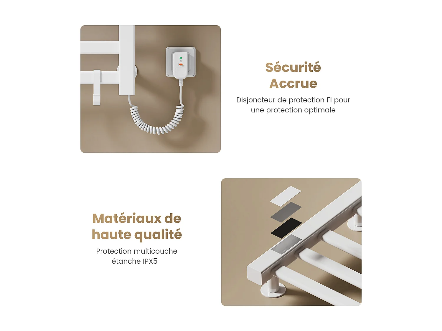 EMKE Chauffe-serviettes Électrique 50×50cm, Thermostat Intelligent WiFi, Radiateur de Salle de Bain Électrique, Chauffe-serviettes Électrique, Blanc