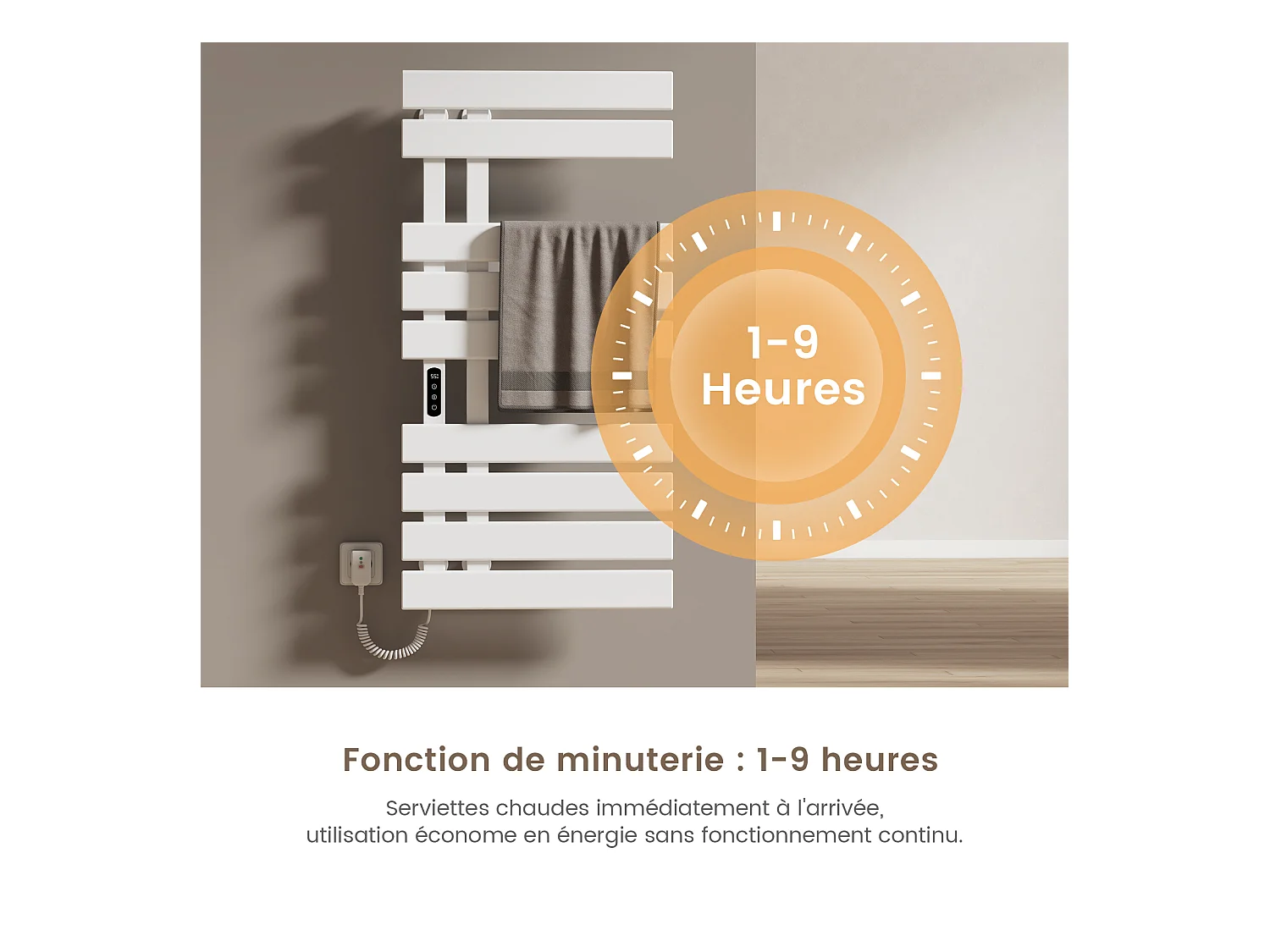 EMKE Elektrische Handdoekradiator 1000 x 500 mm, Wit 350W, Badkamer Wandmontage