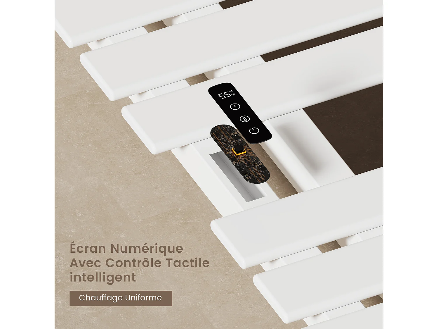 EMKE Sèche-Serviettes Électrique de salle de bain 1000 x 500 mm, Porte-serviettes chauffant électrique, Blanc 350W,Chauffe-serviettes Électrique