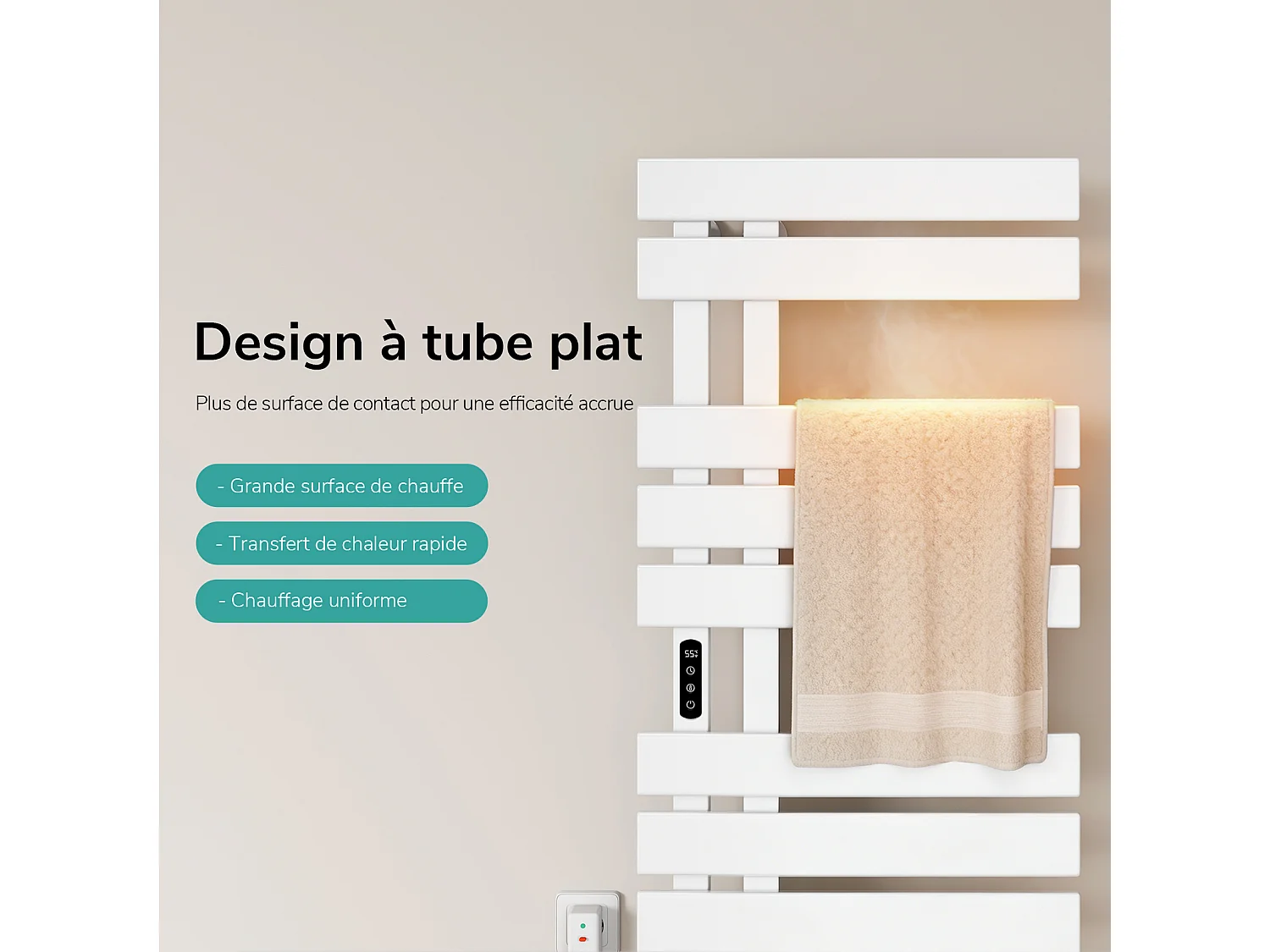 EMKE Sèche-serviettes Électrique Salle de Bain WiFi 1000x500 mm 320W, Blanc, Chauffe-serviettes Électrique