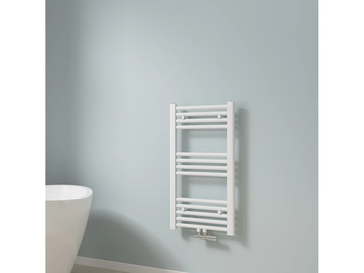 EMKE Sèche-serviette eau chaude, Radiateur sèche-serviettes raccordement central Blanc 75x40cm 244Watts