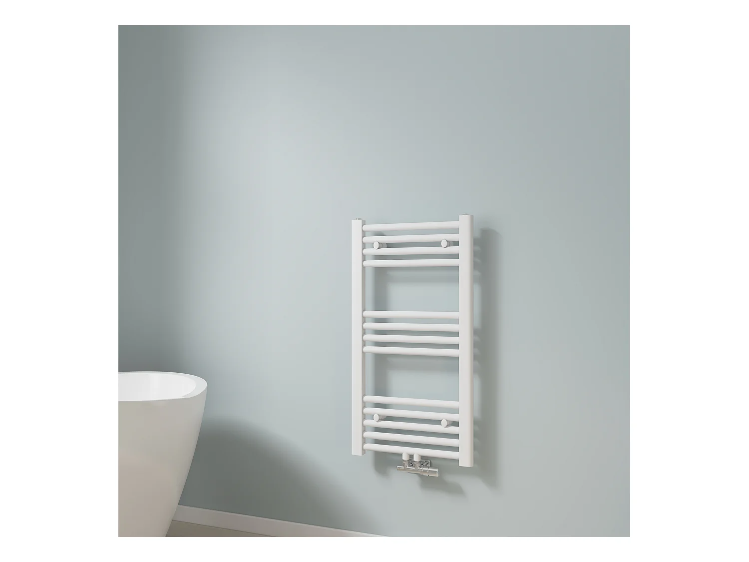 EMKE Sèche-serviette eau chaude, Radiateur sèche-serviettes raccordement central Blanc 75x40cm 244Watts