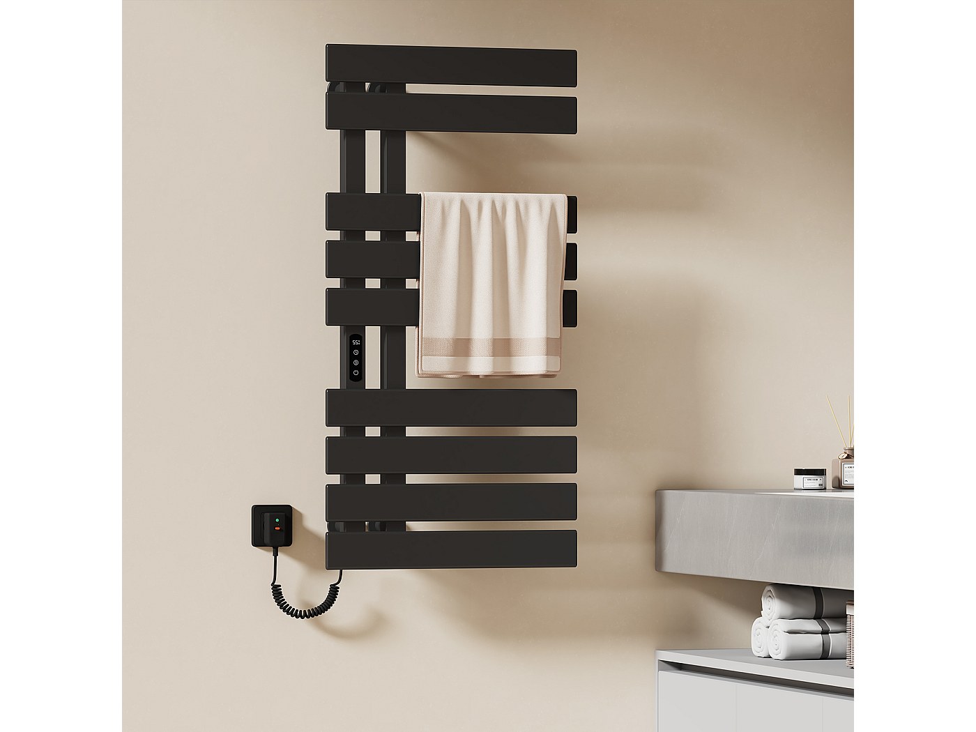 EMKE Sèche-Serviettes Électrique de salle de bain 1000 x 500 mm, Porte