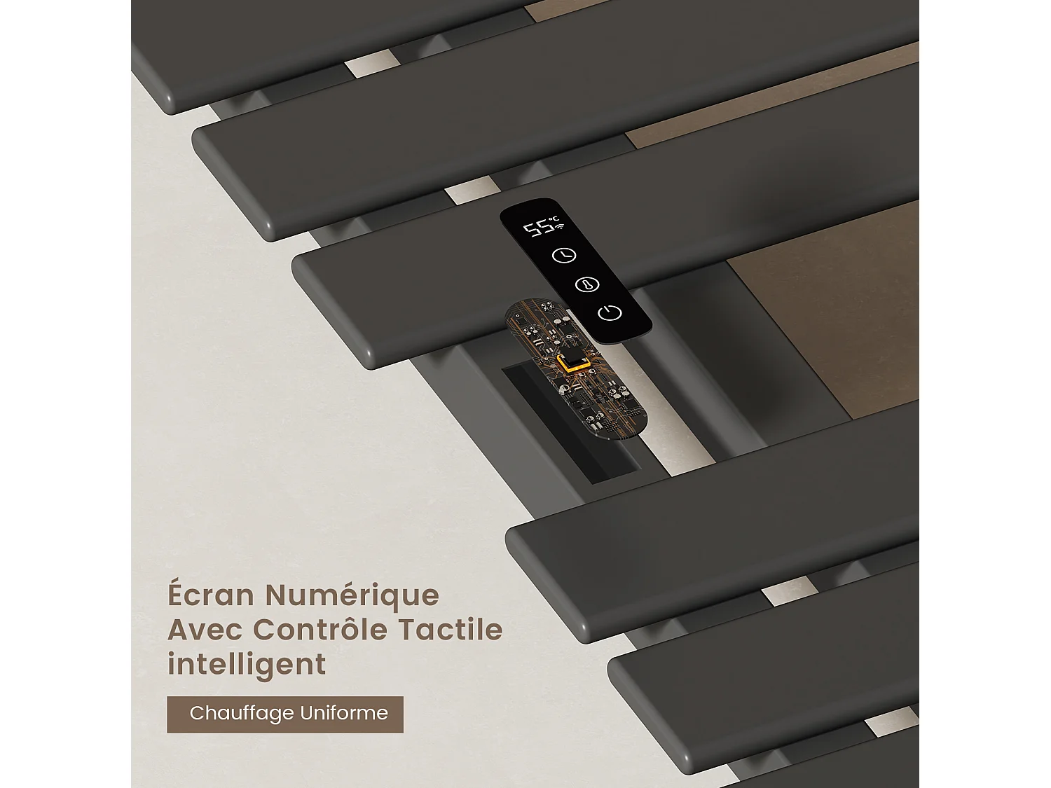 EMKE Sèche-Serviettes Électrique de salle de bain 1000 x 500 mm, Porte-serviettes chauffant électrique, Noir 350W,Chauffe-serviettes Électrique